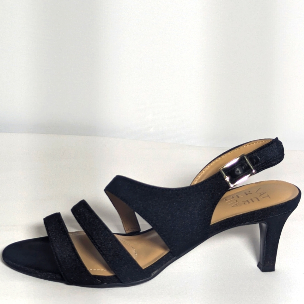 NEW Naturalizer Womens Taimi Adjustable Evening Sandals Sz 8 black metallic